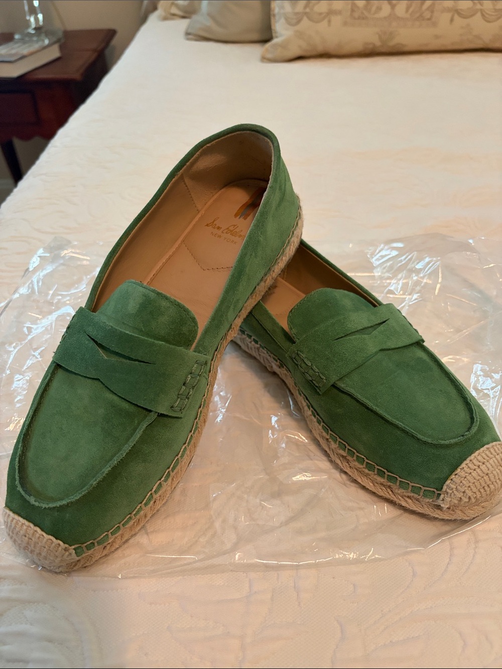 Sam Edelman Green Suede Espadrille Penny Loafers